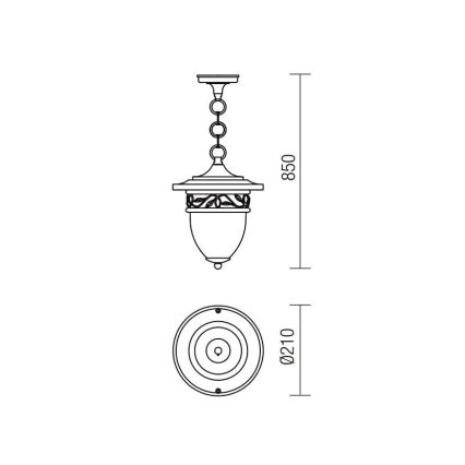 Redo 9399 - Suspension sur chaîne d'extérieur BASEL 1xE27/42W/230V IP44 noir
