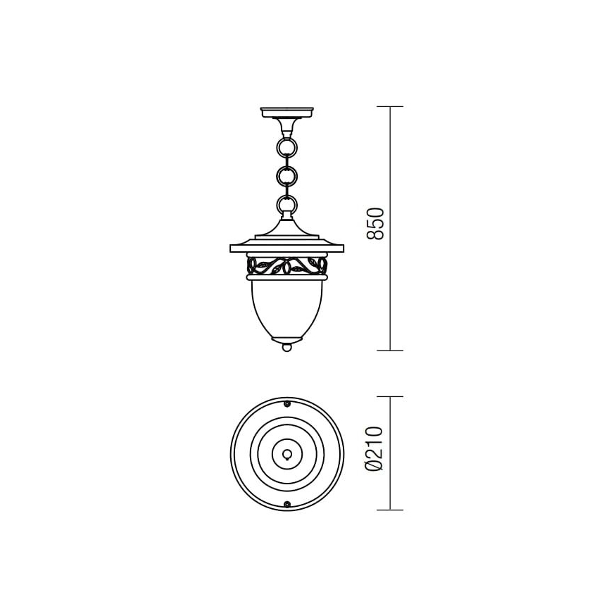 Redo 9399 - Suspension sur chaîne d'extérieur BASEL 1xE27/42W/230V IP44 noir