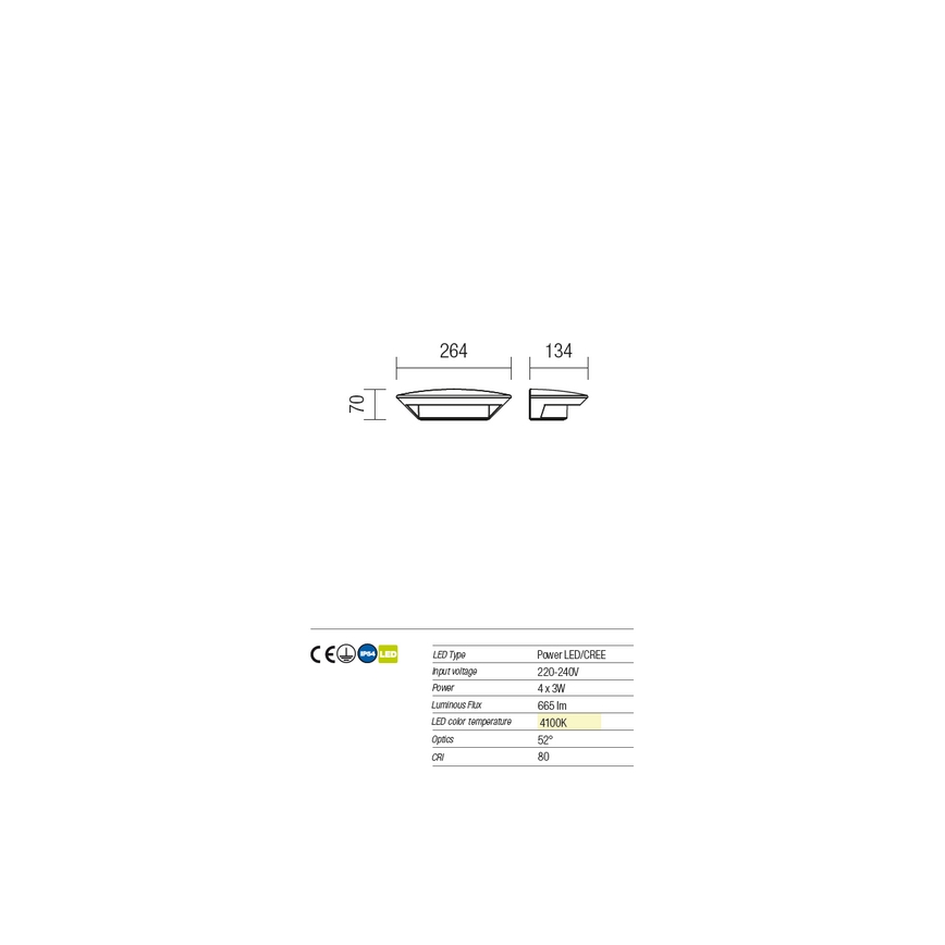 Redo 9407 - Applique a LED da esterno PLATE 4xLED/3W/230V 4100K IP54 antracite