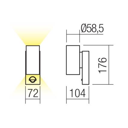 Redo 9455 - Applique murale d'extérieur LED VINCE avec capteur de mouvement 2xLED/3W/230V IP54 brune