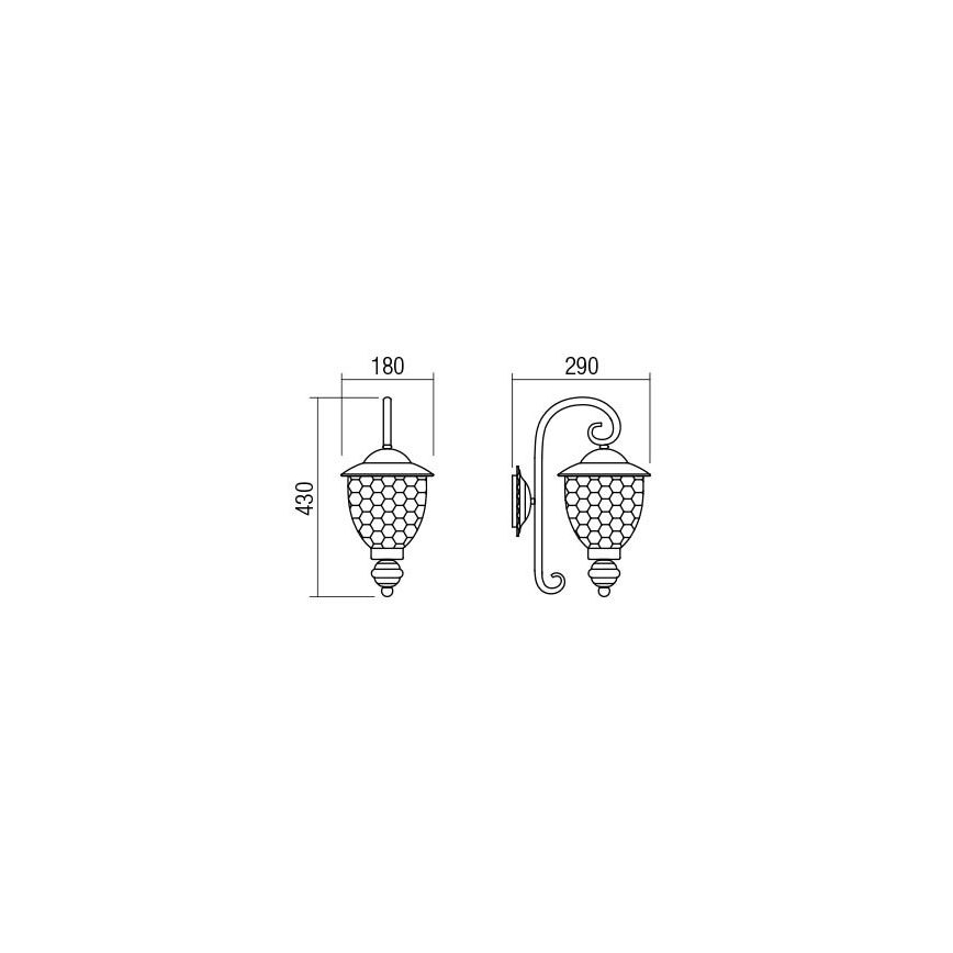Redo 9600 - Applique murale extérieure MATERA 1xE27/42W/230V IP33