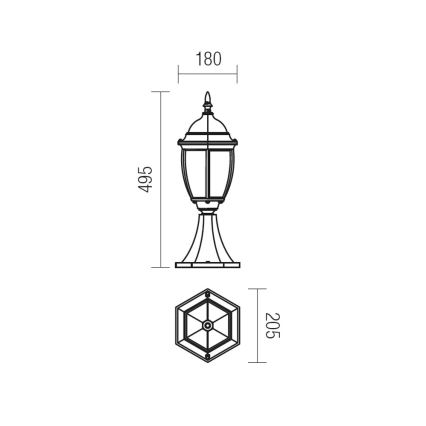 Redo 9606 - Lampada da esterno SEVILLA 1xE27/42W/230V IP44 oro/patina