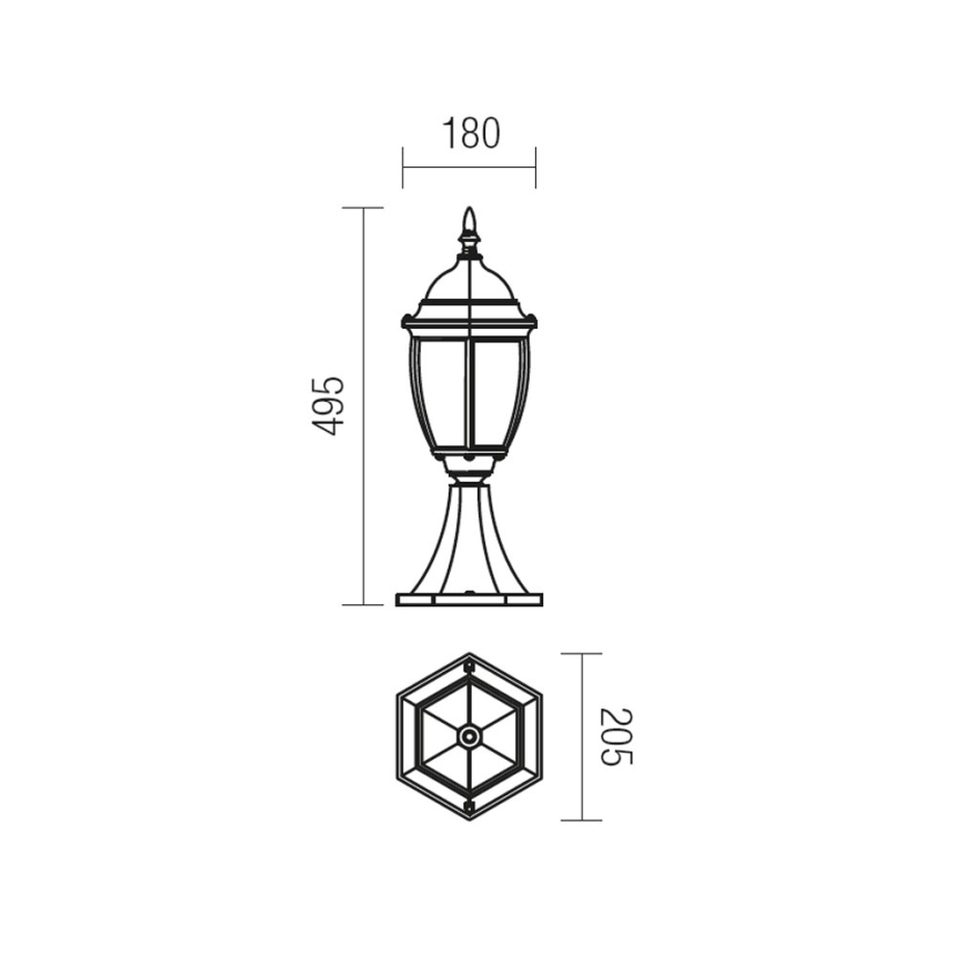 Redo 9606 - Lampada da esterno SEVILLA 1xE27/42W/230V IP44 oro/patina