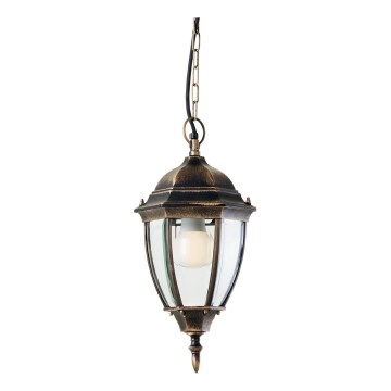 Redo 9607 - Lampadario da esterno a sospensione con catena SEVILLA 1xE27/42W/230V IP44 oro/patina