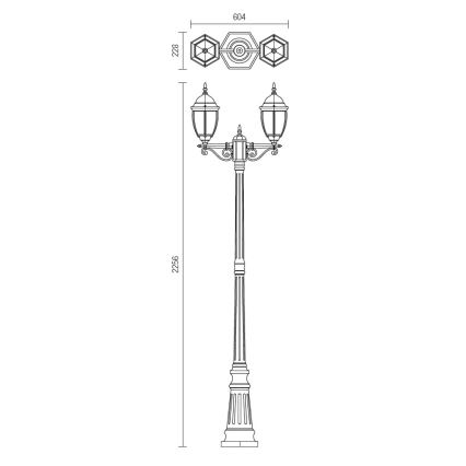 Redo 9609 - Lampada da esterno SEVILLA 2xE27/42W/230V IP44 oro/patina