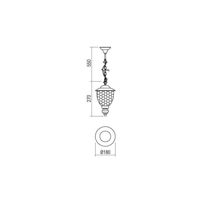 Redo 9632 - Lampadario a sospensione con catena da esterno MATERA 1xE27/42W/230V IP33