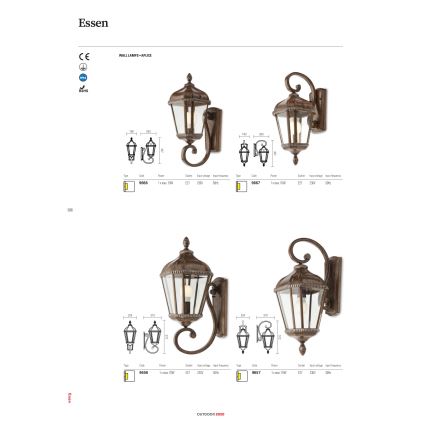 Redo 9656 - Applique murale extérieure ESSEN 1xE27/70W/230V IP44 marron/patine
