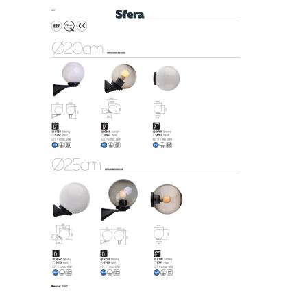 Redo 9761 - Abat-jour de rechange pour luminaire extérieur SFERA d. 20 cm IP44 blanc