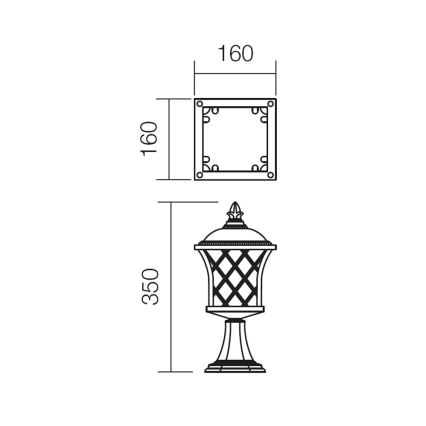 Redo 9953 - Lampadaire extérieur BREMEN 1xE27/42W/230V IP23 doré/patine