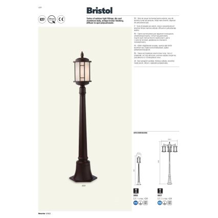 Redo 9956 - Außenleuchte an Kette BRISTOL 1xE27/42W/230V IP23