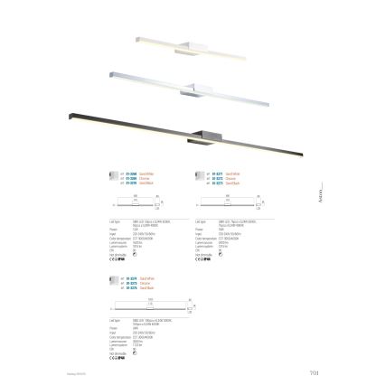 Redo01-3270 - LED-Spiegelbeleuchtung für Badezimmer ASTON LED/12W/230V 60 cm CRI 90 IP44 schwarz