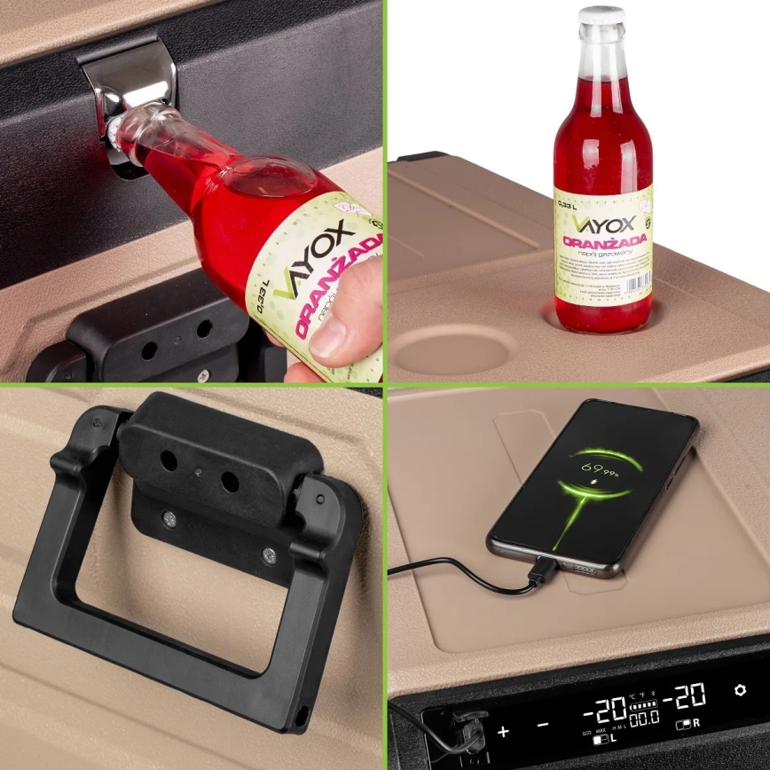 Réfrigérateur portable de voiture avec écran LCD 39 l 230V/12V/24V marron