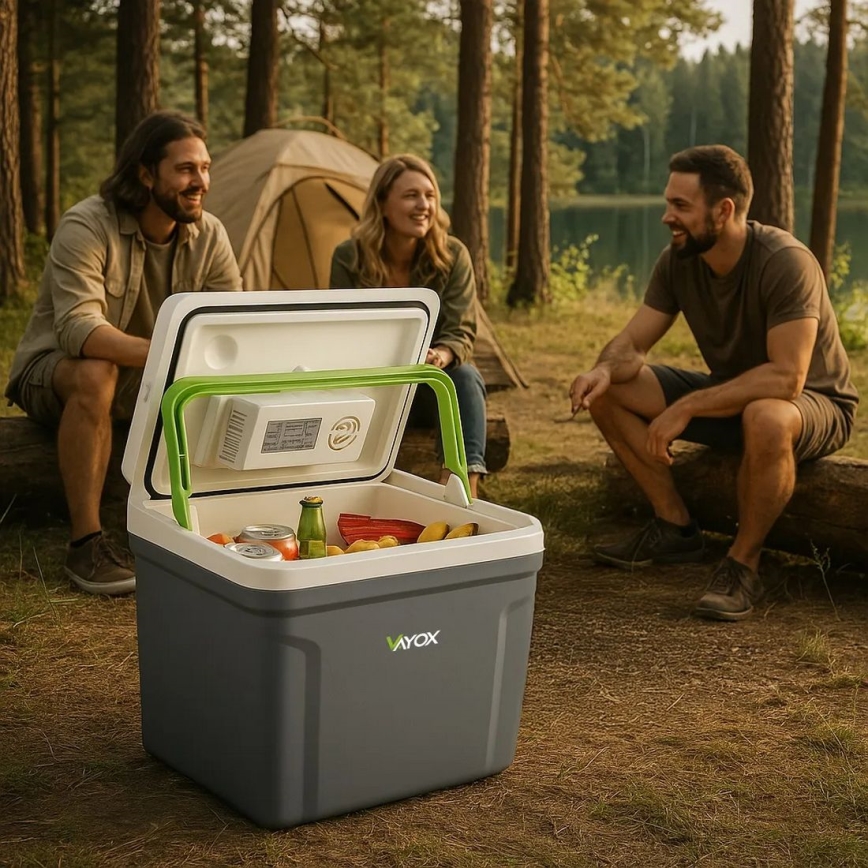Réfrigérateur portable de voiture avec fonction de chauffage 27 l 230V/12V/24V gris