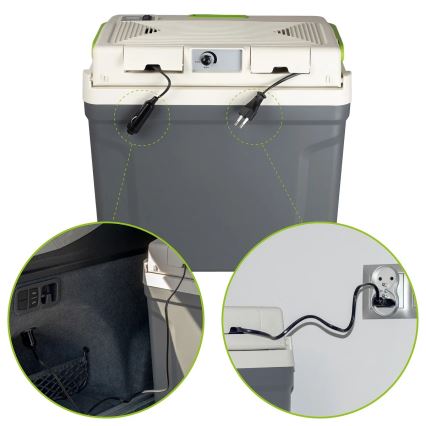 Réfrigérateur portable de voiture avec fonction de chauffage 27 l 230V/12V/24V gris