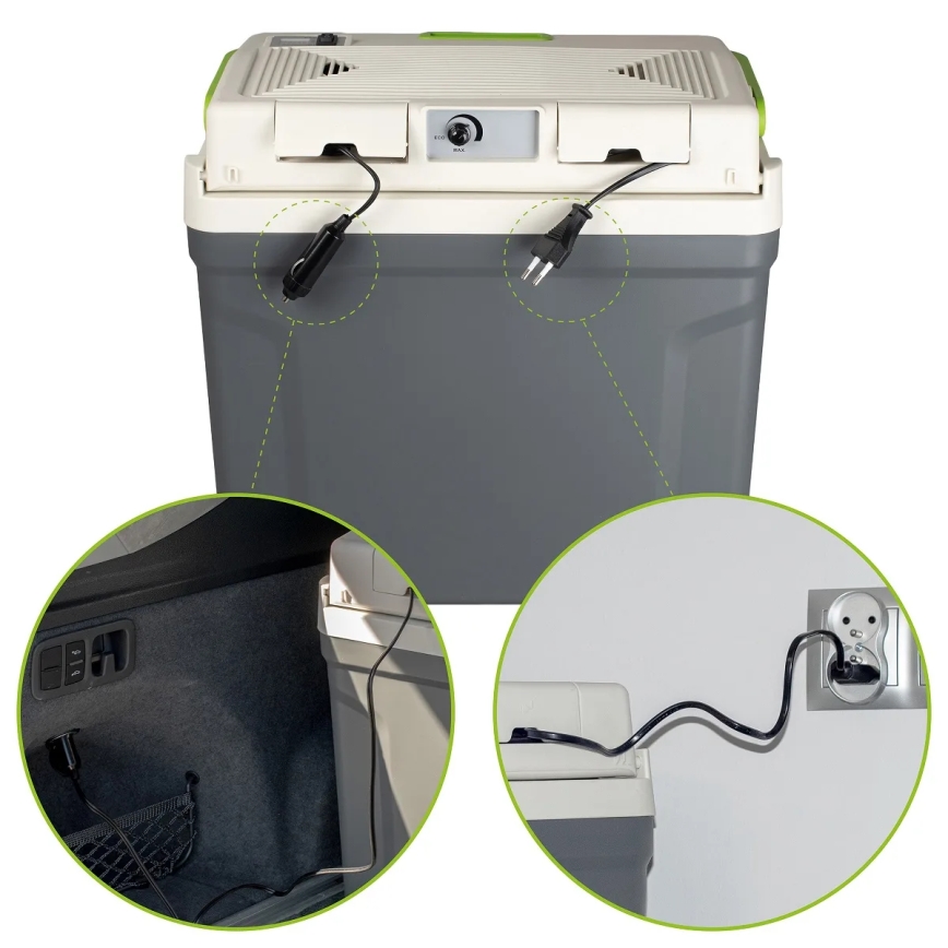 Réfrigérateur portable de voiture avec fonction de chauffage 27 l 230V/12V/24V gris