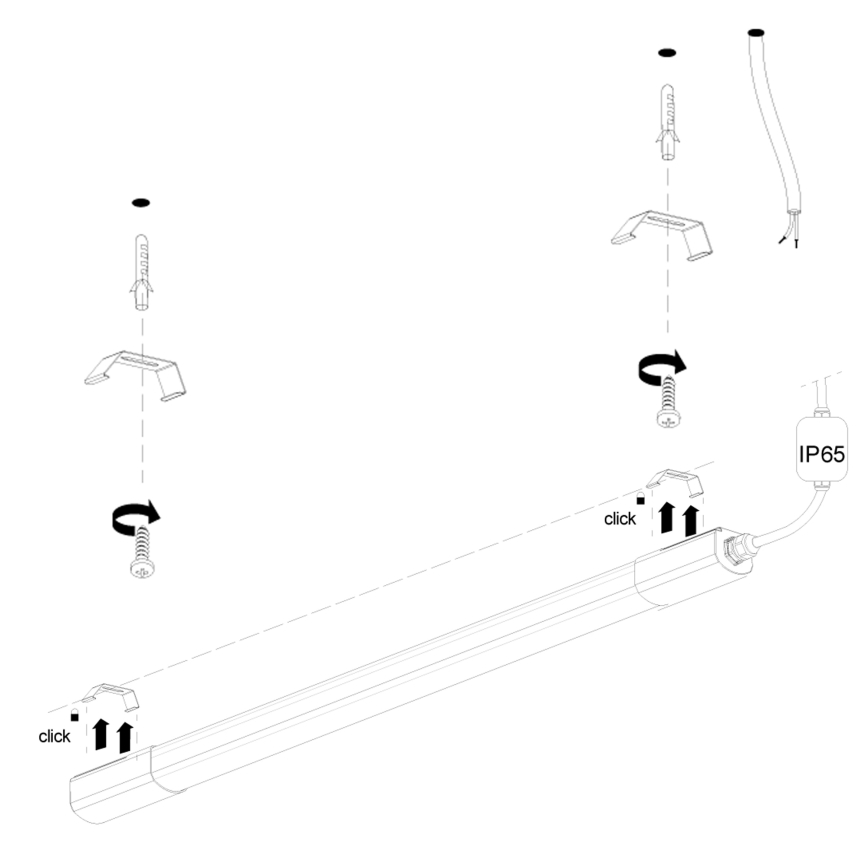 Réglette de cuisine LED/36W/230V 4000K 120 cm noir