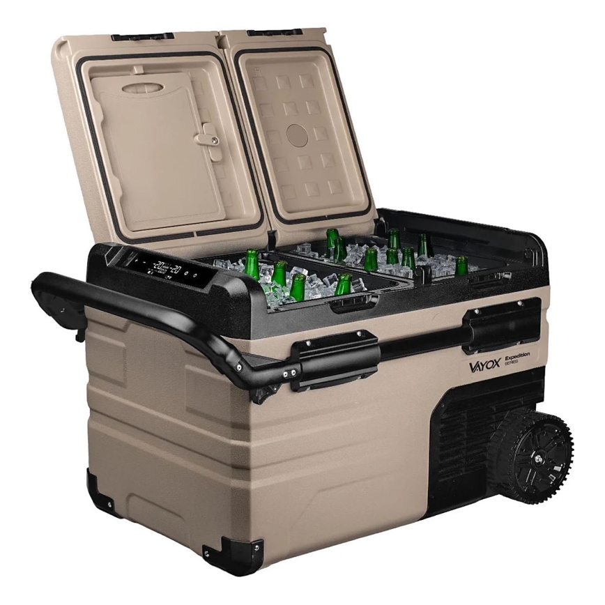 Reise-Kühlbox mit LCD-Anzeige 39 l 230V/12V/24V braun