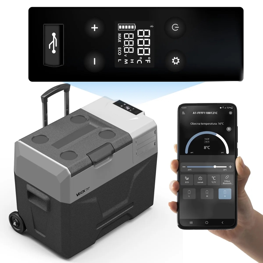 Reise-Kühlbox mit LCD-Anzeige 40 l 230V/12V/24V schwarz