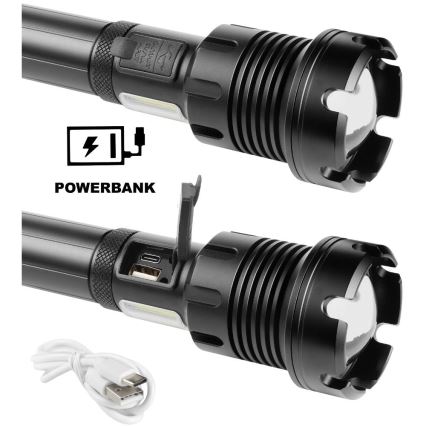 Aufladbare LED-Aluminium-Taschenlampe mit Powerbank-Funktion LED/4400 mAh 2200 lm IP44