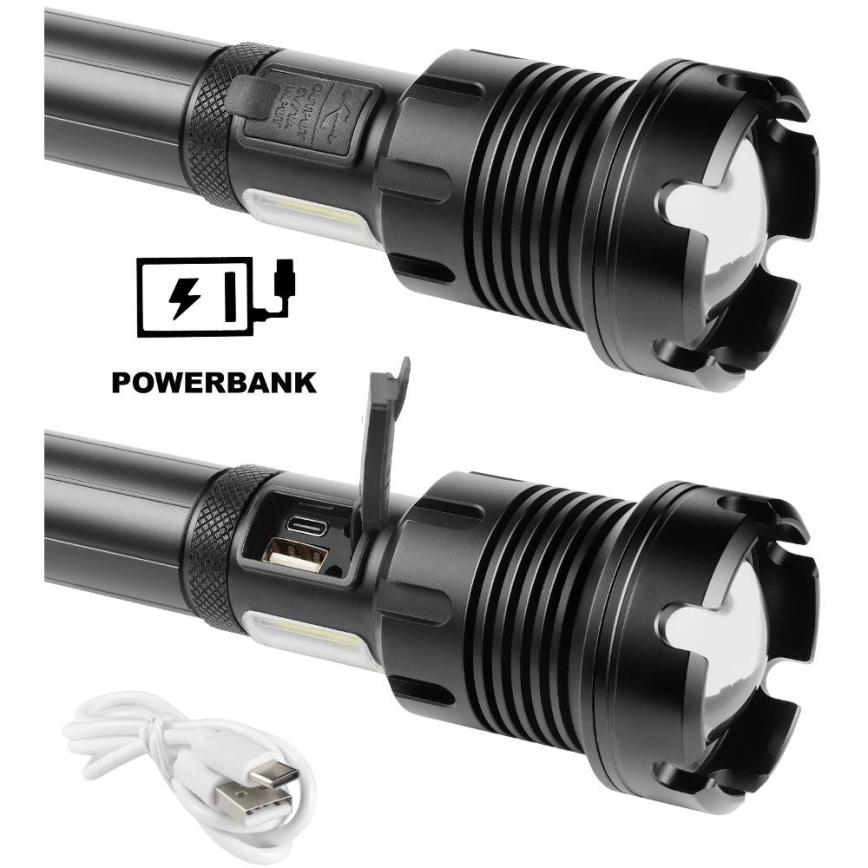 Aufladbare LED-Aluminium-Taschenlampe mit Powerbank-Funktion LED/4400 mAh 2200 lm IP44