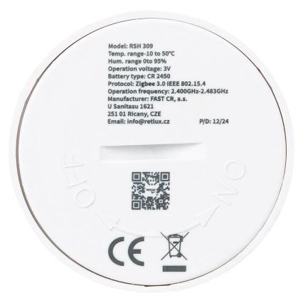 Capteur intelligent de température et d'humidité 1xCR2450