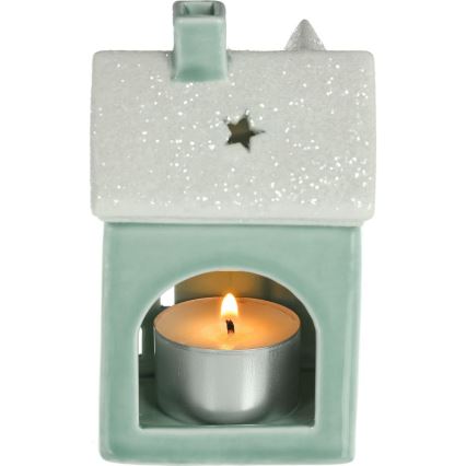 Casetta per candele in porcellana 11,1 cm menta