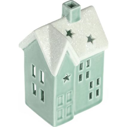 Casetta per candele in porcellana 11,1 cm menta