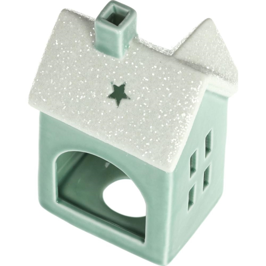 Casetta per candele in porcellana 11,1 cm menta