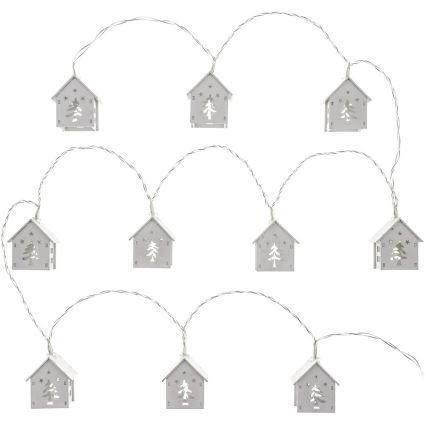 Catena di natale LED 10xLED/2xAA 2,3m bianco caldo