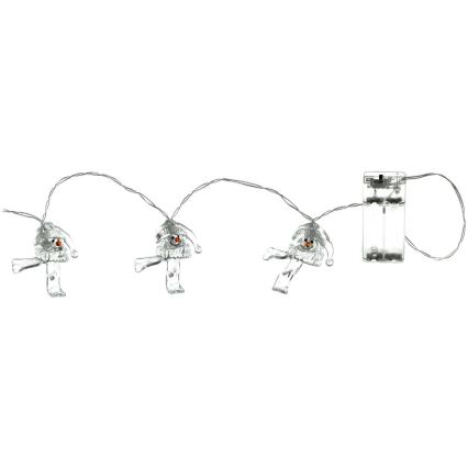 Catena luminosa LED 10xLED/2xAA/bianco caldo 1,65m pupazzi di neve