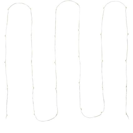 Catena luminosa LED, 30 LED, alimentazione 3xAA, lunghezza 3,3 m, bianco freddo