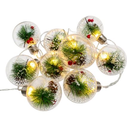 Catena luminosa LED natalizia 10xLED/3xAAA/bianco caldo 2,1m sfere