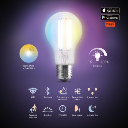 Dimmbare LED-Lampe FILAMENT A60 E27/7W/230V 2700-6500K Wi-Fi Tuya