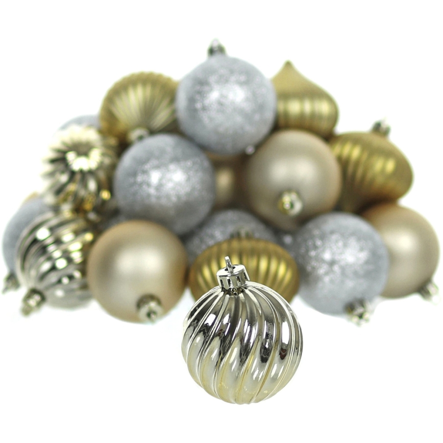 Ensemble de décorations de Noël 30 pcs doré/argenté