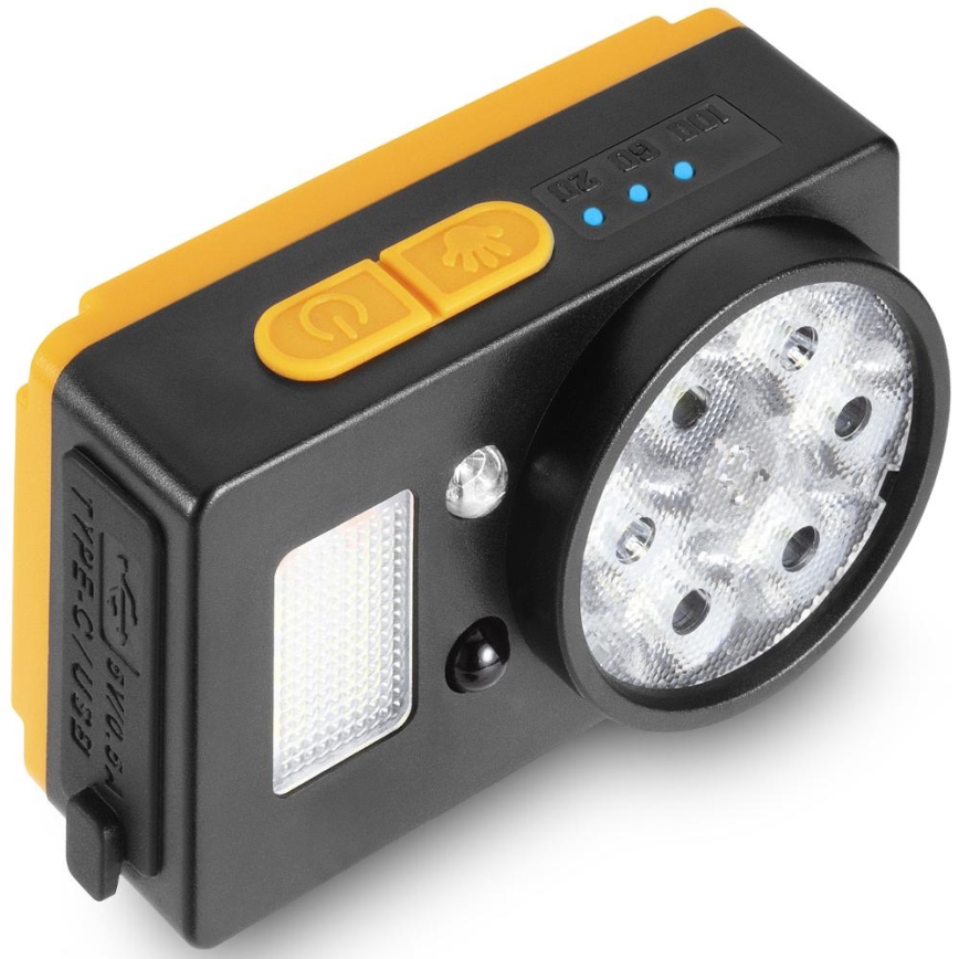 Torcia frontale ricaricabile a LED con sensore e funzione powerbank LED/1200 mAh IP44 nera