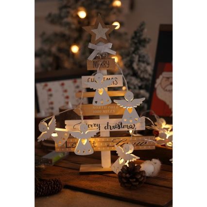 Guirlande de Noël 10xLED/2xAA/blanc chaud 2m anges