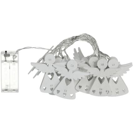 Guirlande de Noël 10xLED/2xAA/blanc chaud 2m anges