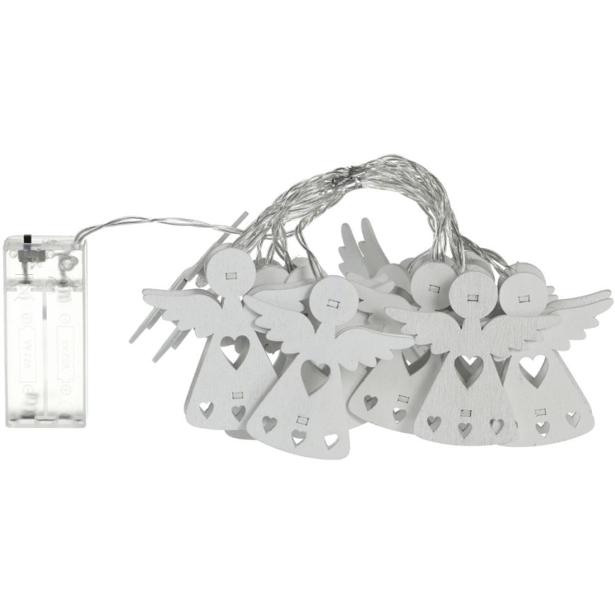 Guirlande de Noël 10xLED/2xAA/blanc chaud 2m anges