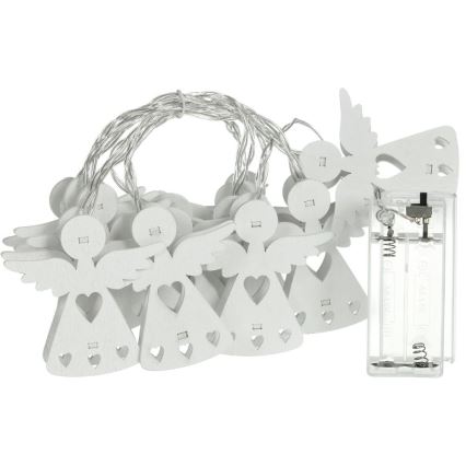 Guirlande de Noël 10xLED/2xAA/blanc chaud 2m anges