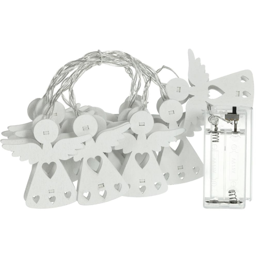 Guirlande de Noël 10xLED/2xAA/blanc chaud 2m anges