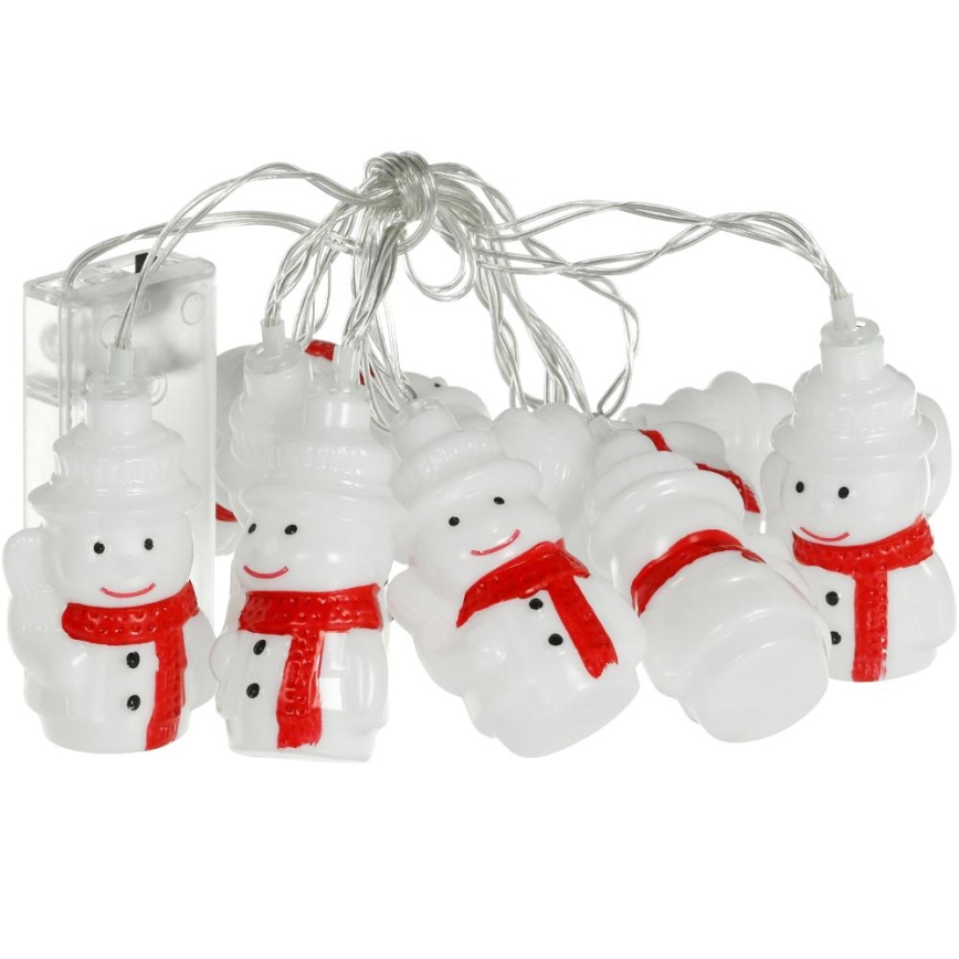 Guirlande de Noël 20xLED/3xAA/blanc chaud 3,3m bonhommes de neige