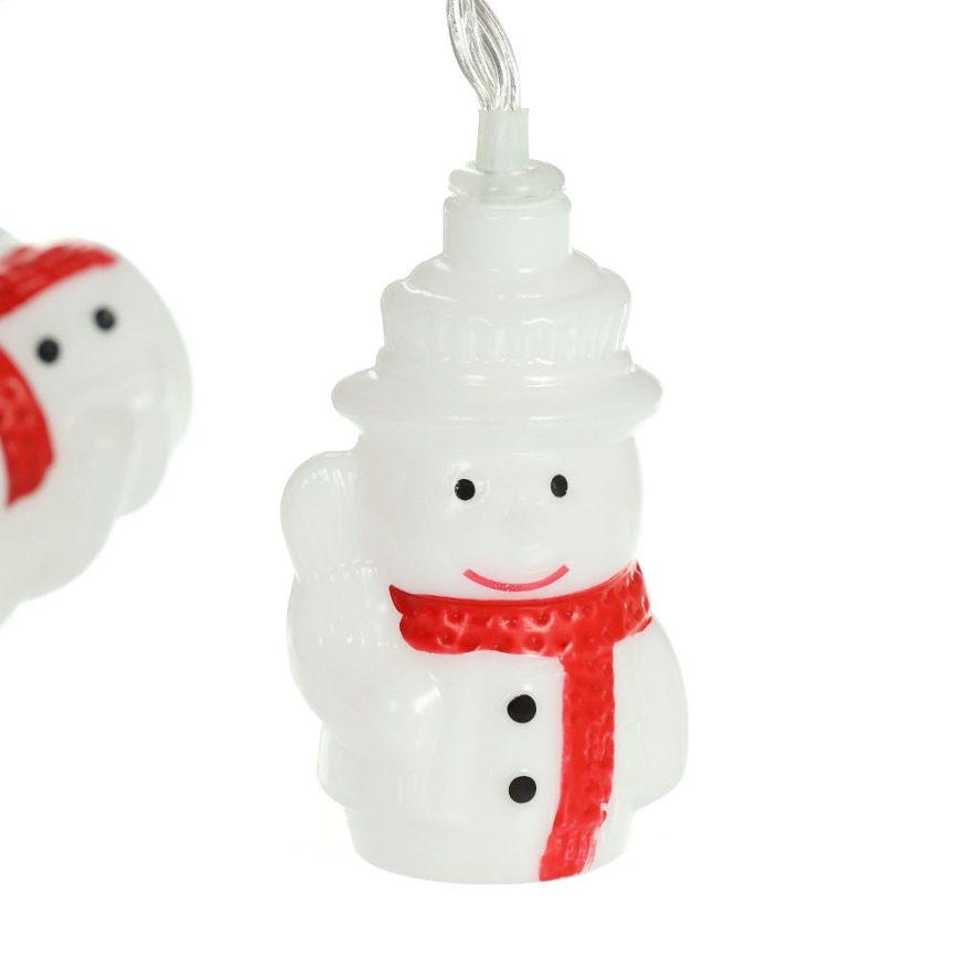 Guirlande de Noël 20xLED/3xAA/blanc chaud 3,3m bonhommes de neige