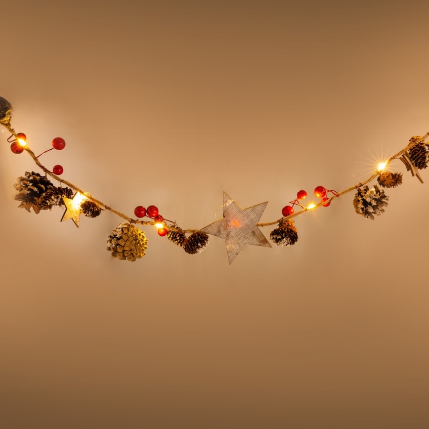 Guirlande LED de Noël 10xLED/3xAA 2,5m blanc chaud