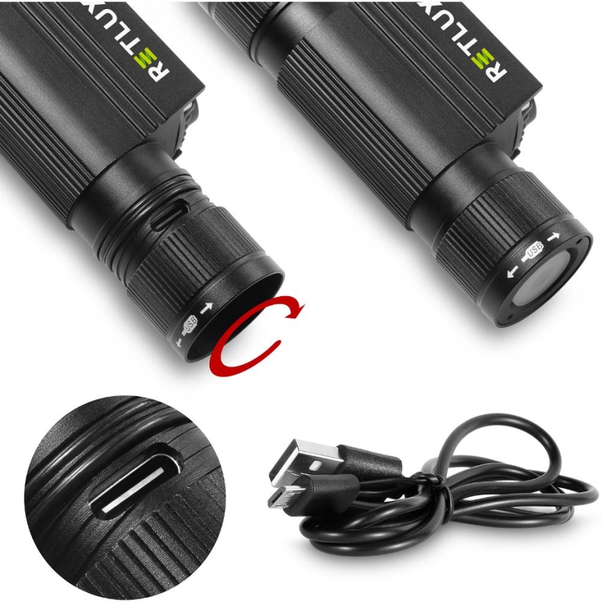 Lampada frontale in alluminio ricaricabile a LED LED/2600 mAh IP66