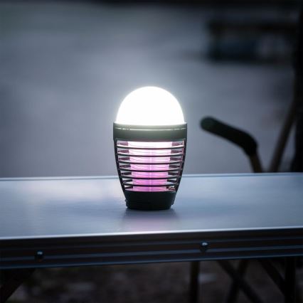 Retlux - Lampada LED portatile ricaricabile con trappola per insetti integrata LED/5W/1800 mAh IP44 nera