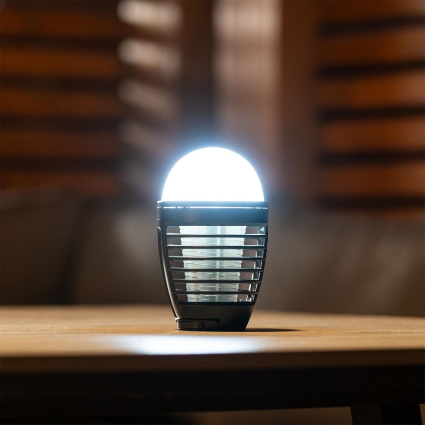 Retlux - Lampada LED portatile ricaricabile con trappola per insetti integrata LED/5W/1800 mAh IP44 nera