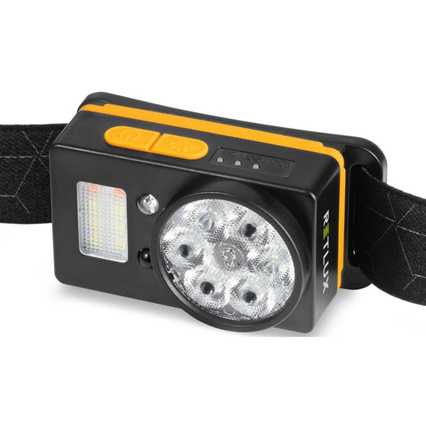 Lampe frontale LED rechargeable avec capteur et fonction powerbank, 1200 mAh, IP44, noire