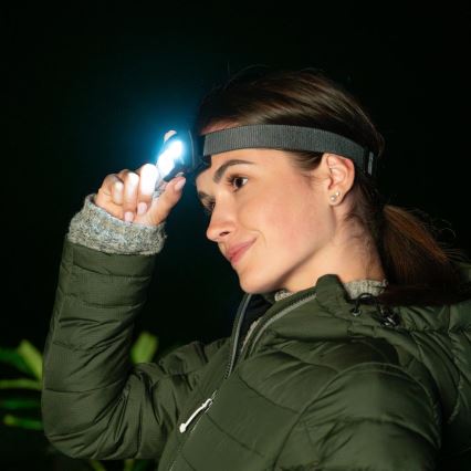 Lampe frontale rechargeable LED/3W/1200 mAh IP44 noire
