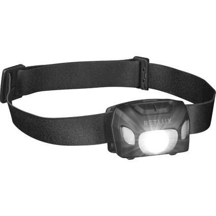 Lampe frontale rechargeable LED/3W/1200 mAh IP44 noire