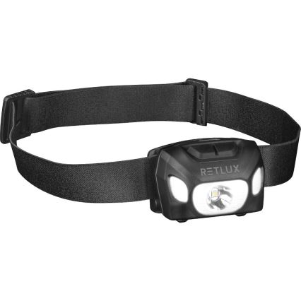 Lampe frontale rechargeable LED/3W/1200 mAh IP44 noire
